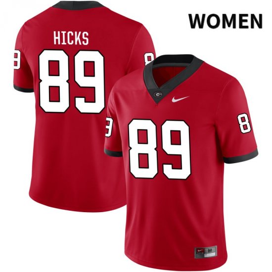 Women's Georgia Bulldogs NCAA #89 Braxton Hicks Nike Stitched Red NIL 2022 Authentic College Football Jersey IMP6854IG